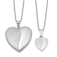 Sterling Silver Rh-Plated Pol & Satin Heart Locket Pendant Necklace Set