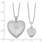 Sterling Silver Rhodium-Plated Satin D/C 18In Diamond Cross Heart Locket Necklace & 14In Pendant Set