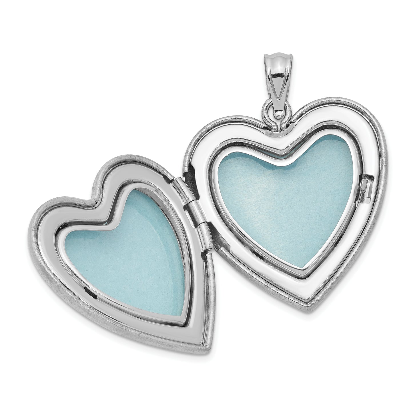 Sterling Silver Rhodium-Plated Enameled Polished/Satin Rose I Love You Heart Mom 18In Locket & Daughter 14In Pendant Necklace Set