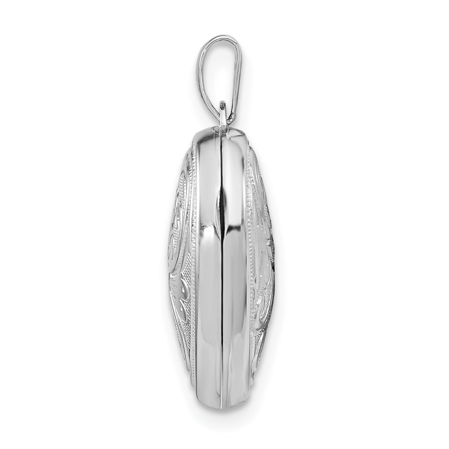 Sterling Silver Rhodium-Plated Scrolled Reversible Heart Locket