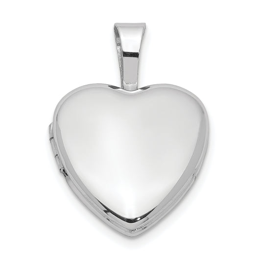 Sterling Silver Rhodium-Plated Polished 12mm Heart Locket