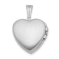 Sterling Silver Rhodium-Plated Floral Heart Wings 12mm Locket