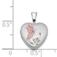 Sterling Silver Rhodium-Plated Enamel Butterfly Flowers 12mm Heart Locket