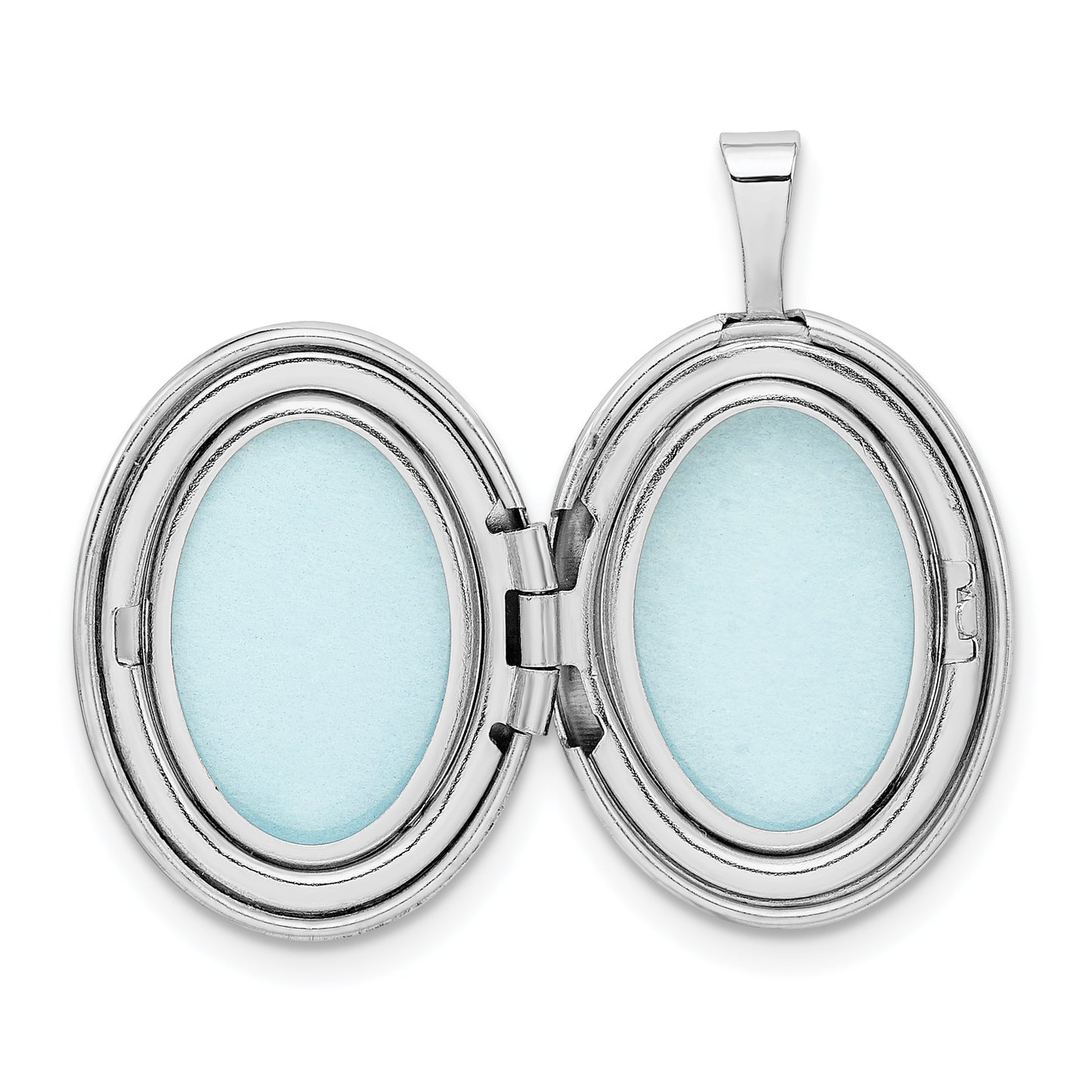 Sterling Silver Rhodium-Plated Swirls 19mm Oval Locket