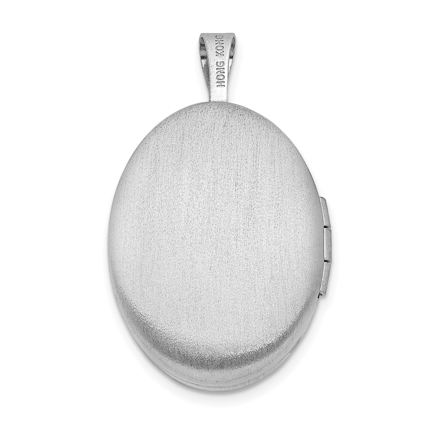 Sterling Silver Rhodium-Plated Enamel Floral 19mm Oval Locket