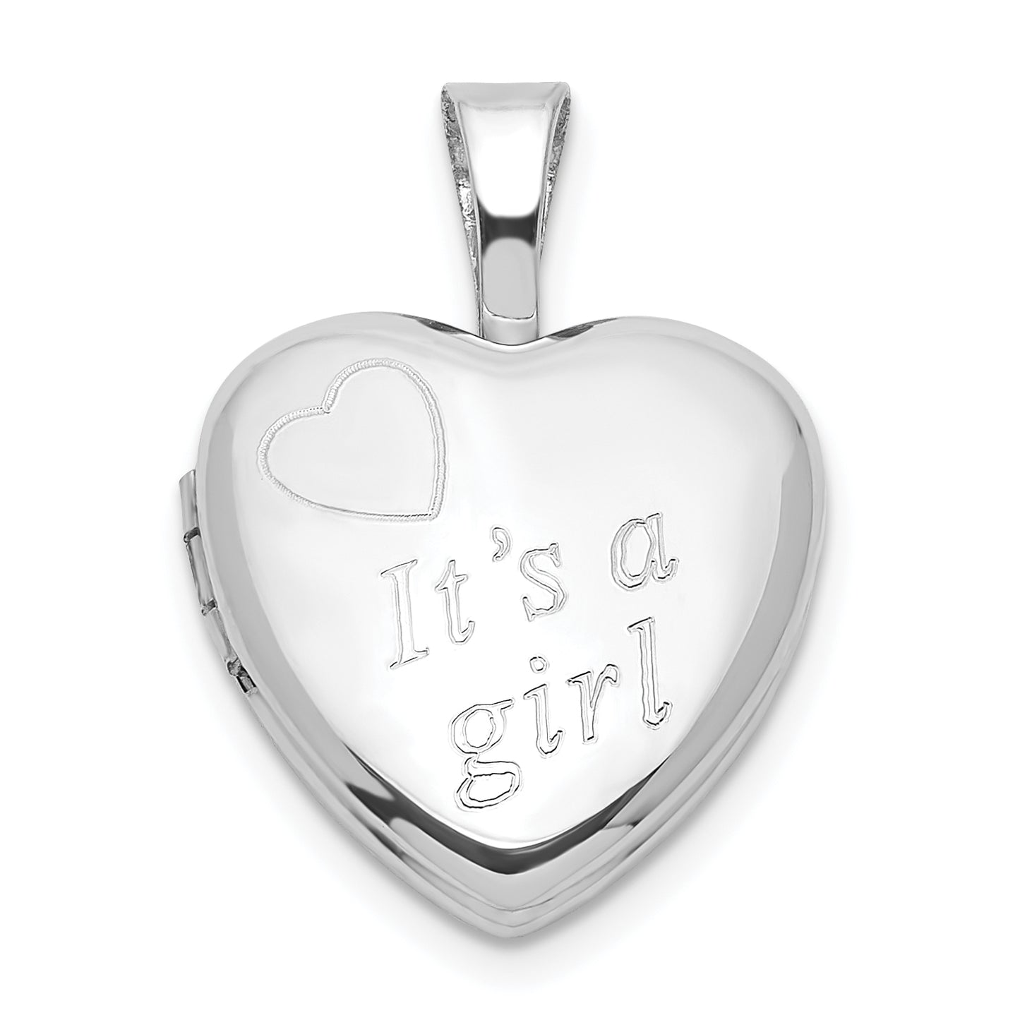 Sterling Silver It'S A Girl 12mm Heart Locket