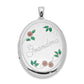 Sterling Silver Rhod-Plated Enameled Floral Grandma 34mm Oval Locket