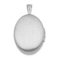 Sterling Silver Rhodium-Plated Enameled Pink Ribbon 19mm Oval Locket