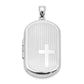 Sterling Silver Rhodium-Plated Cross Rectangular Locket