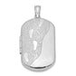 Sterling Silver Rhodium-Plated 30mm Footprints Rectangular Locket