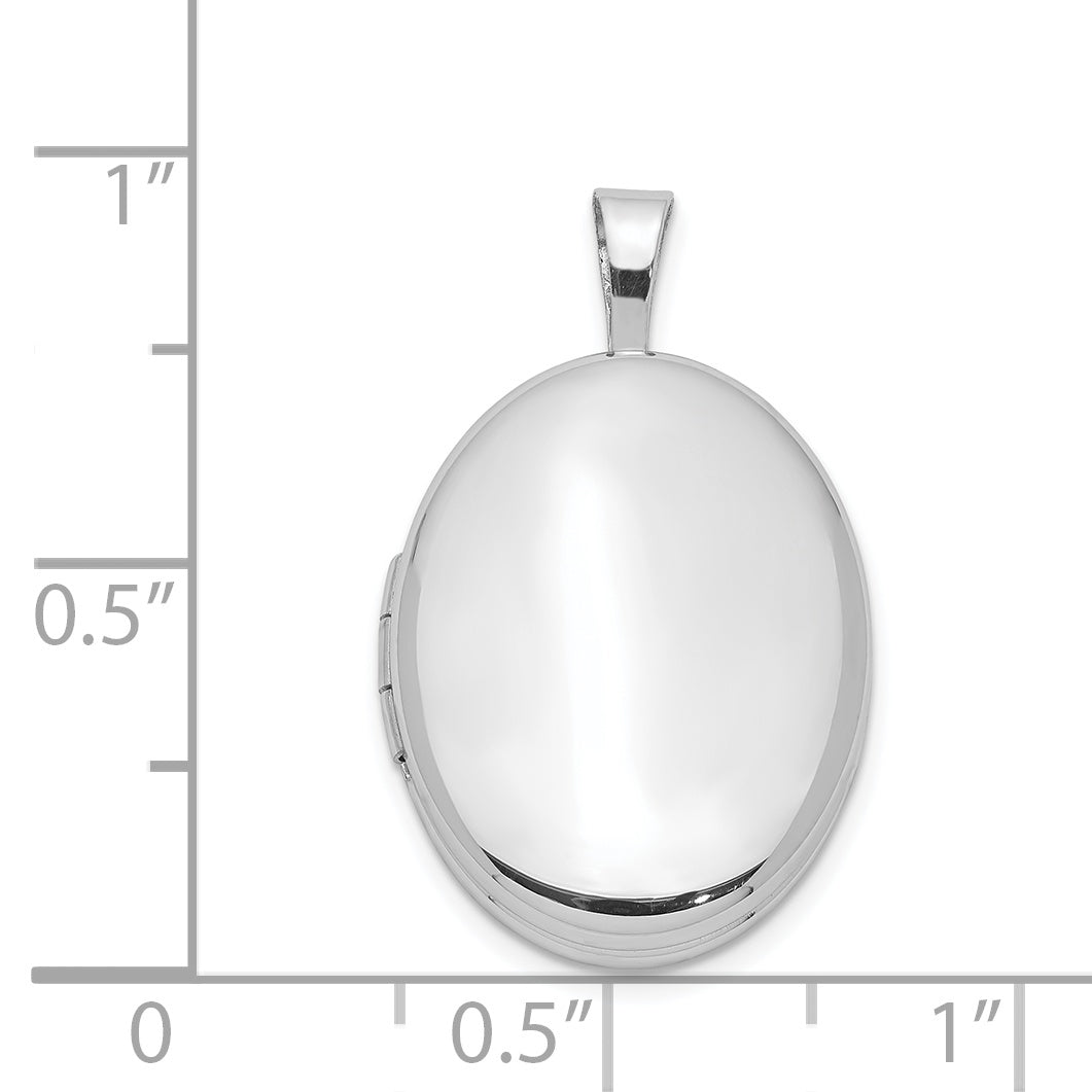 Sterling Silver Rhodium-Plated 20mm Polished Oval Locket