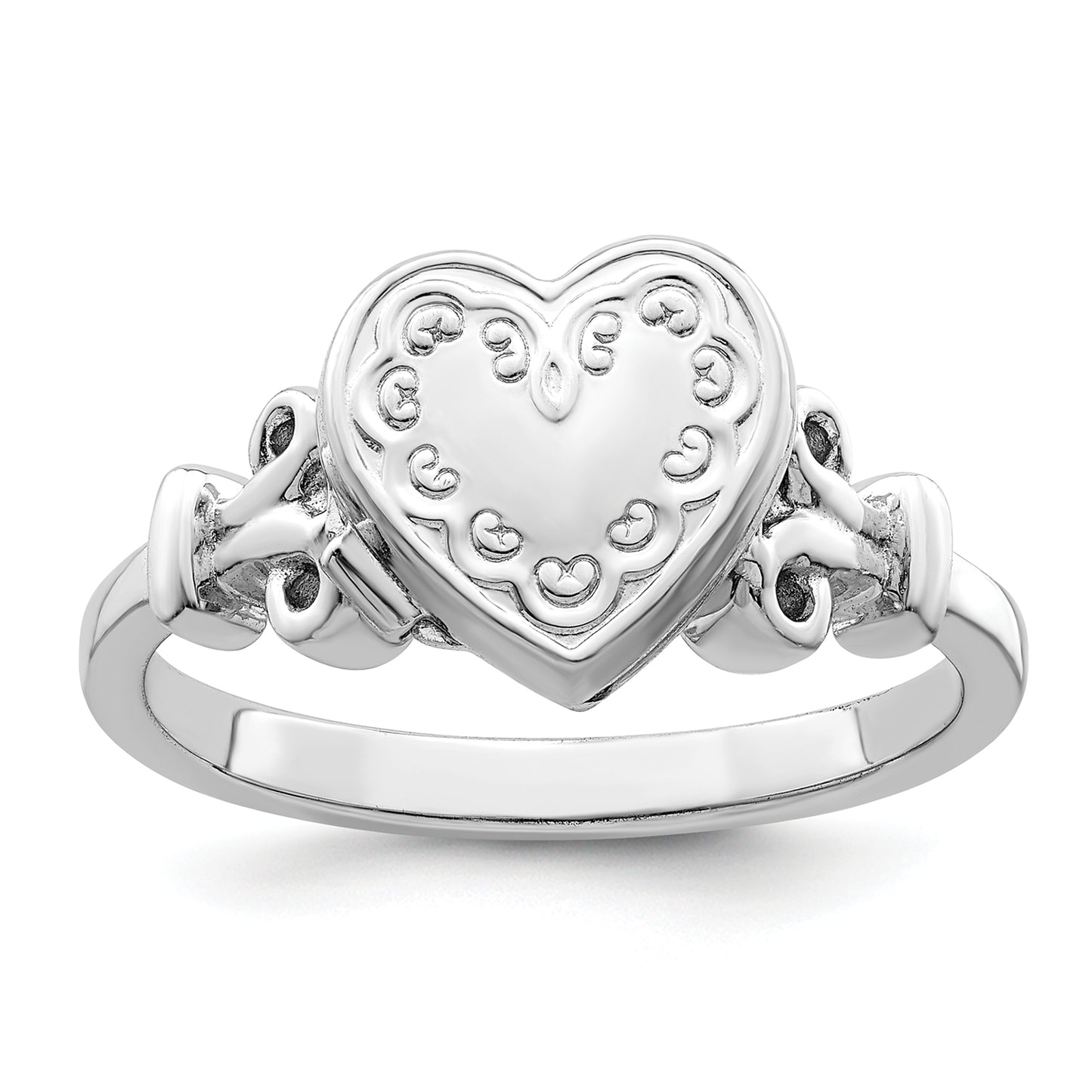 Sterling Silver Rhodium-Plated 10mm Locket Ring