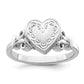 Sterling Silver Rhodium-Plated 10mm Heart Locket Ring