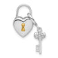 Sterling Silver Rhod & Gold-Plated 10mm Heart Lock Key Hinge Locket Charm