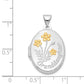 Sterling Silver Rhod-Plated & Gold-Plated Floral Granddaughter Oval Locket