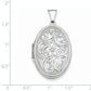 Sterling Silver Rhodium-Plated Reversible Floral Swirl Oval Locket