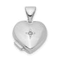 Sterling Silver Rhodium-Plated Diamond 12mm Heart Locket