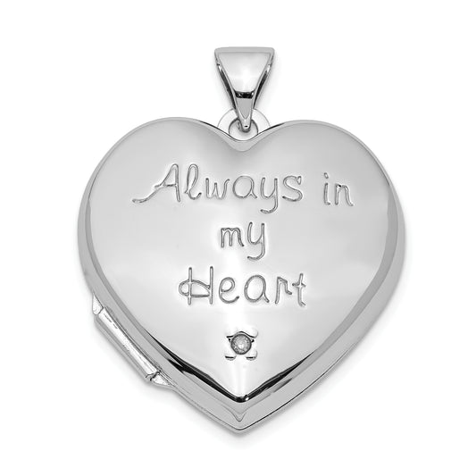 Sterling Silver Rhod-Plated & Gold-Tone Always In My Heart Dia Locket