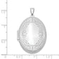 Sterling Silver Rhodium-Plated 31mm Oval Scroll Locket