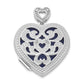 Sterling Silver Rhodium-Plated 24mm W/ Diamond Vintage Heart Locket