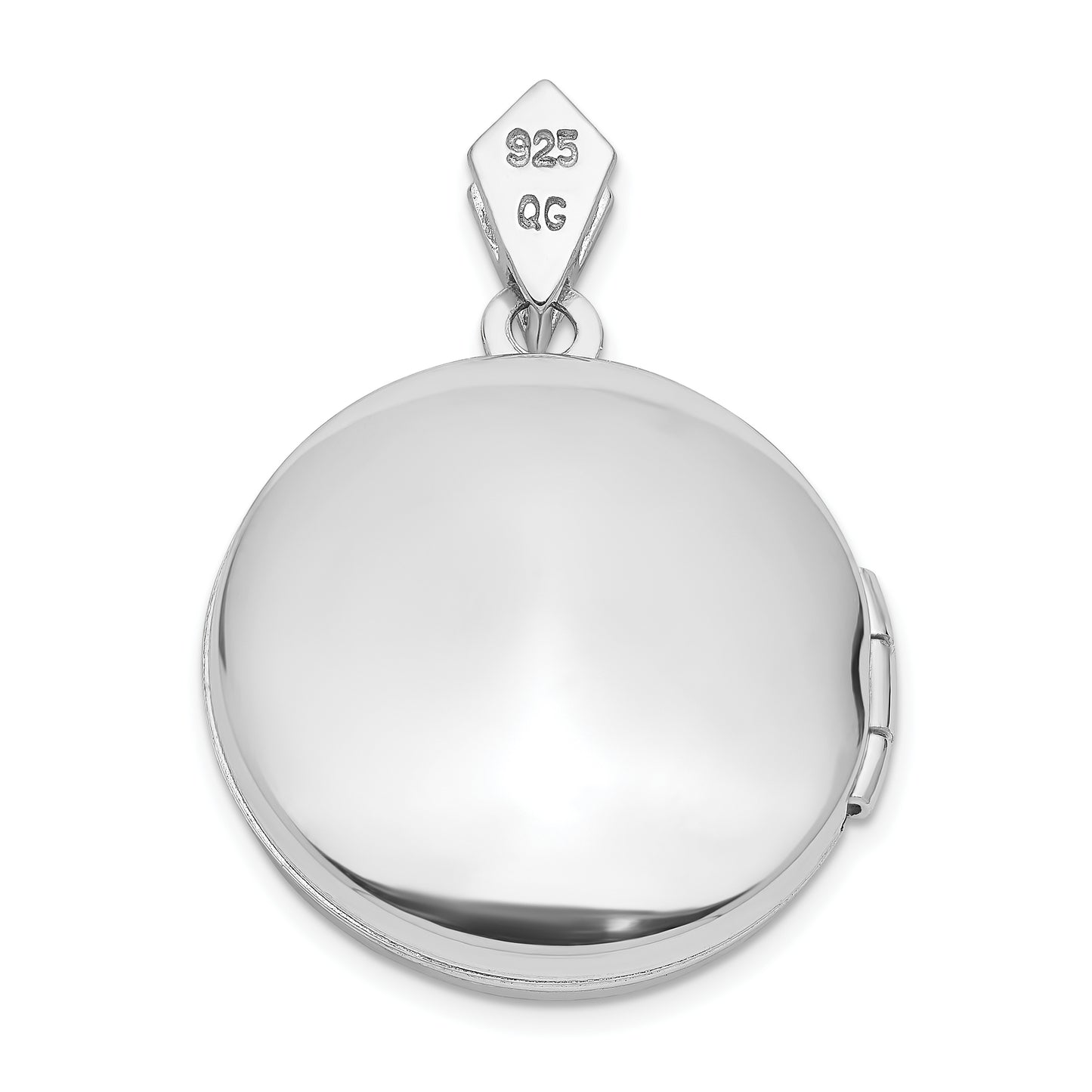 Sterling Silver Rhodium-Plated 20mm Round W/Diamond Vintage Locket