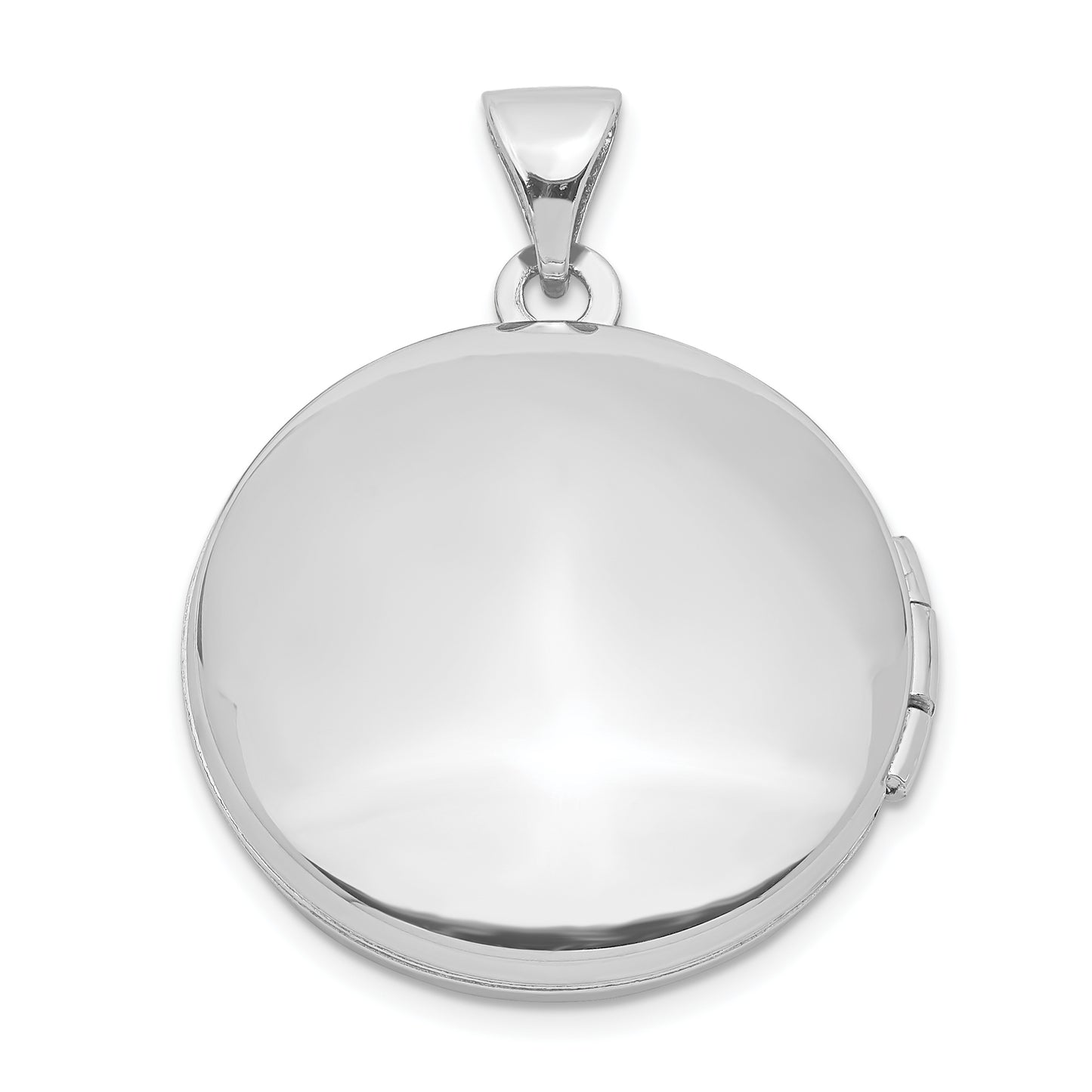 Sterling Silver Rhodium-Plated 20mm Round Leaf Floral Locket