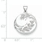 Sterling Silver Rhodium-Plated 20mm Round Leaf Floral Locket