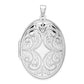 Sterling Silver Rhodium-Plated Oval Scroll Locket