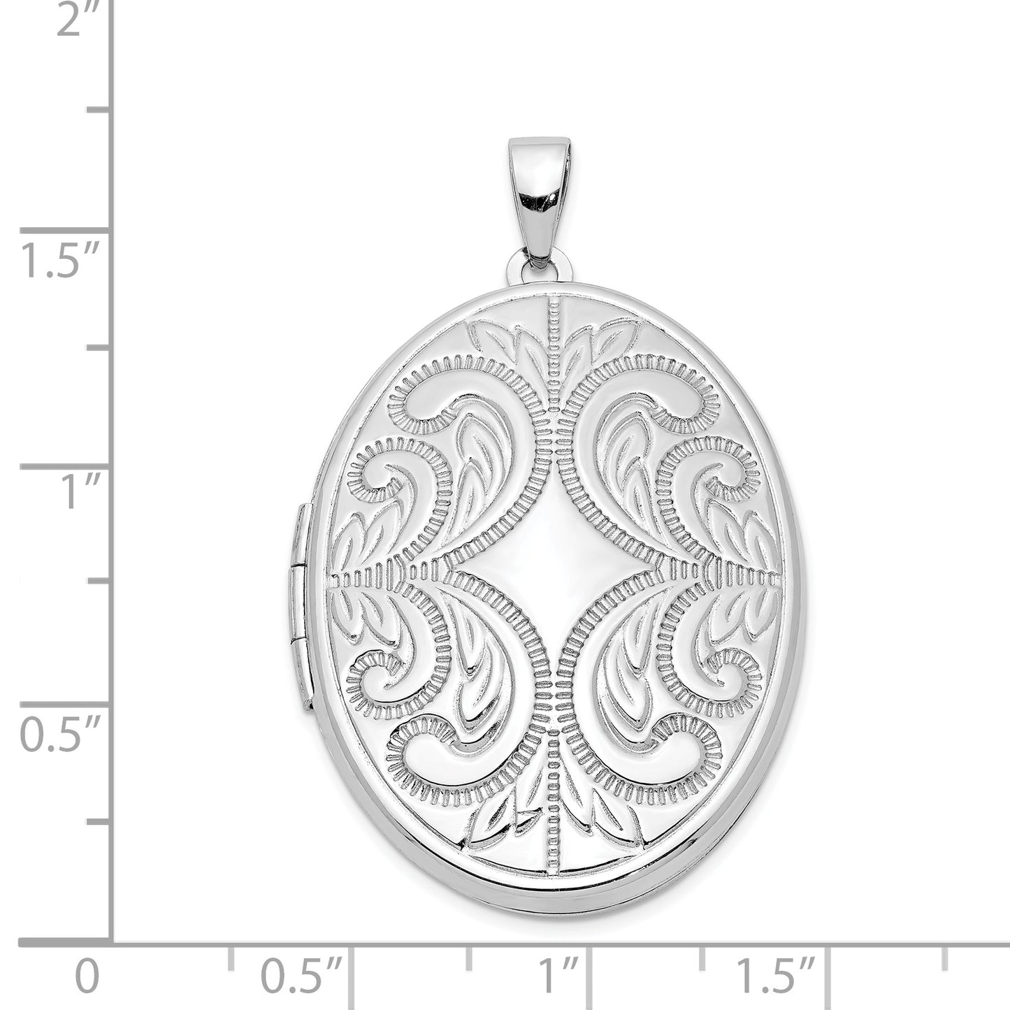 Sterling Silver Rhodium-Plated Scroll Design Oval 6-Frame Family Locket