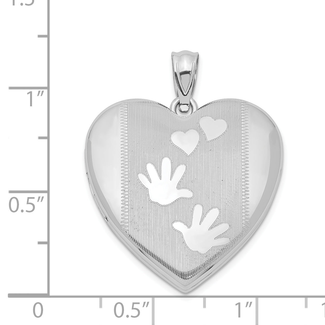 Sterling Silver Rhodium-Plated Handprints Heart Locket