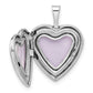 Sterling Silver Polished & Striped Butterflies Heart Locket