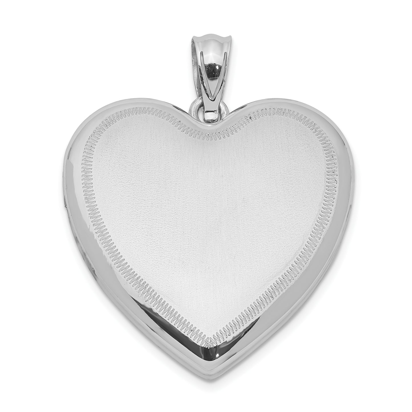 Sterling Silver Rhodium-Plated Polished & Satin Heart Locket