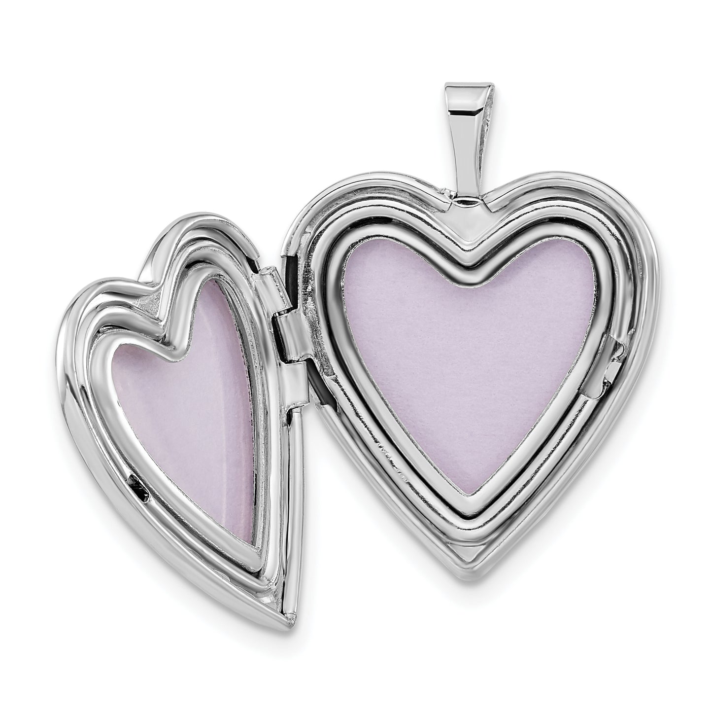 Sterling Silver Polished Crystal Double Hearts Heart Locket