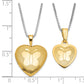 Sterling Silver Gold-Plated Textured Butterfly Heart 16mm 18In Locket & 14In Pendant Necklace Set