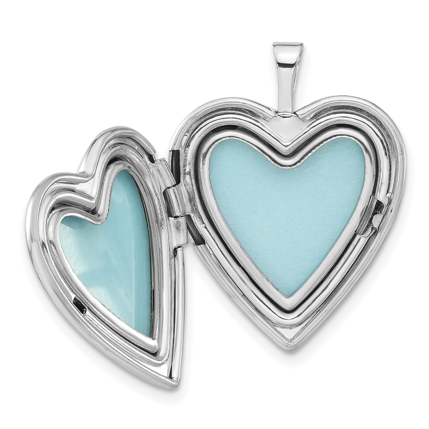 Sterling Silver Satin & Polished Mi Bautizo Heart Locket