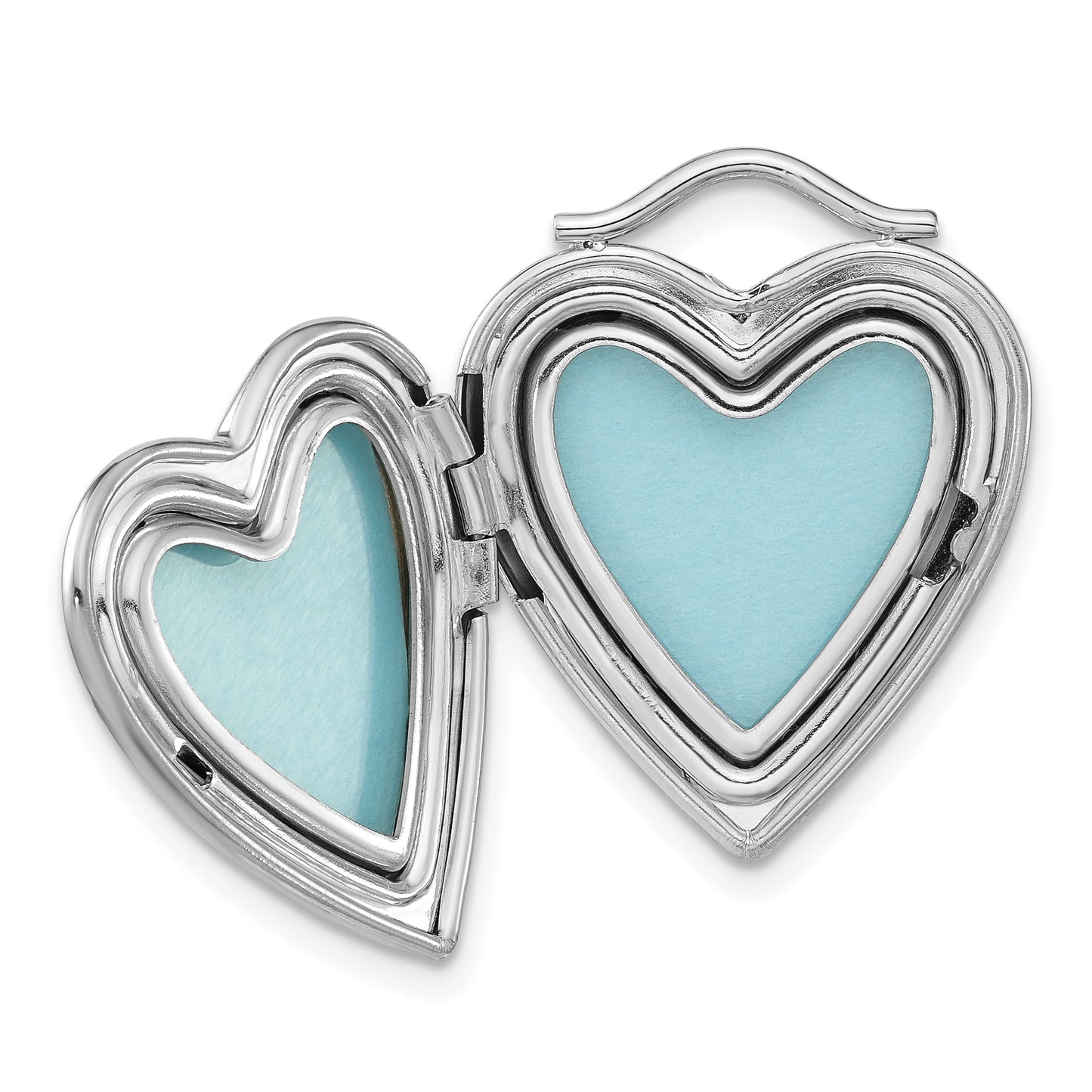 Sterling Silver Diamond-Cut Textured & Polished Heart Locket