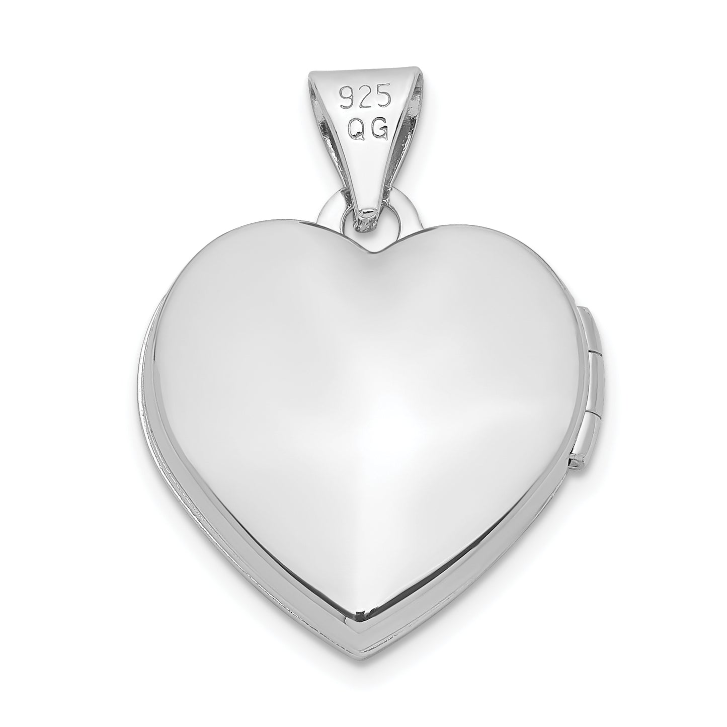 Sterling Silver Rhodium-Plated 15mm Double Heart On Locket