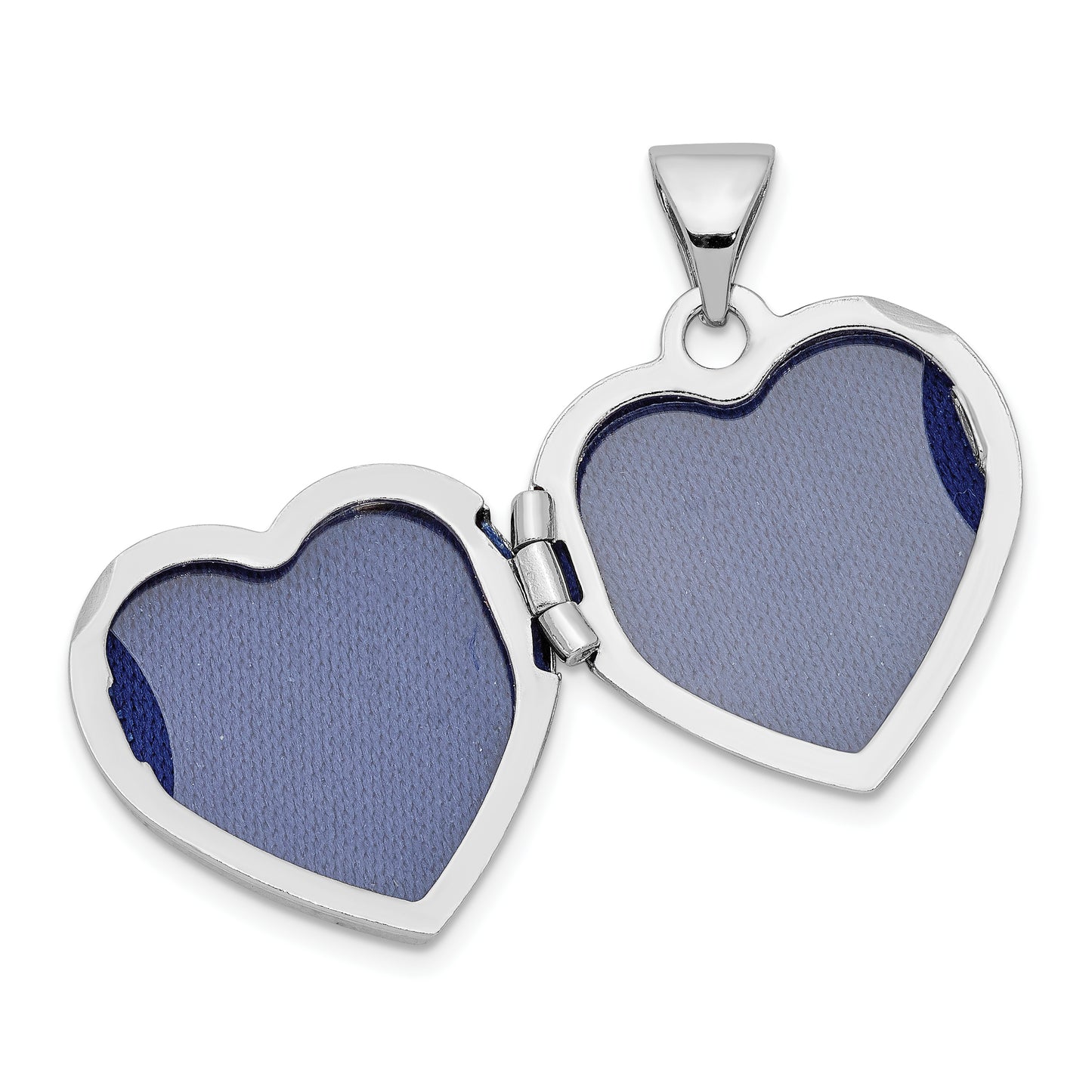 Sterling Silver Rhodium-Plated 15mm Double Heart On Locket