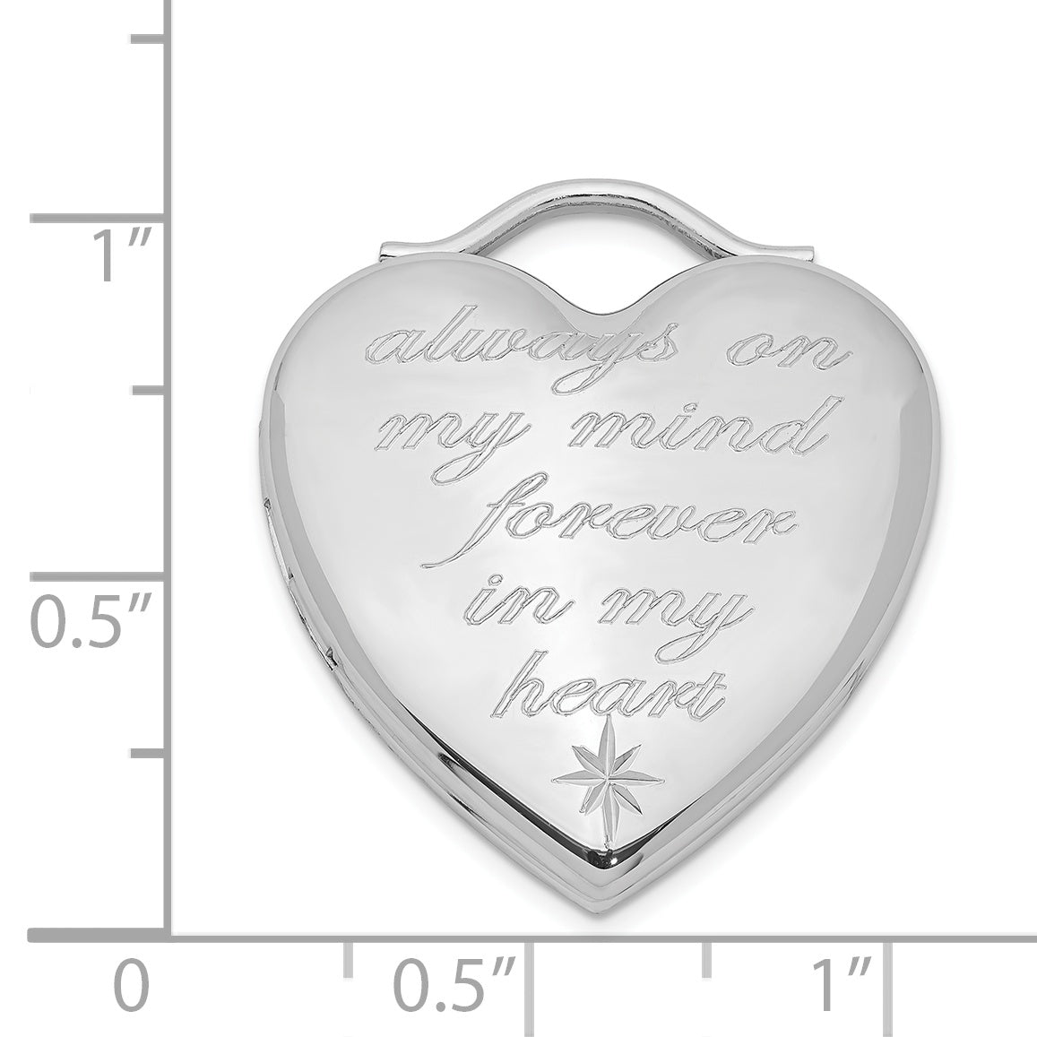 Sterling Silver Rhodium-Plated Always On My Mind Forever In Heart Locket