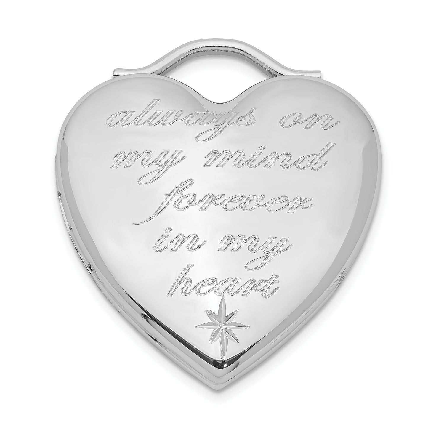 Sterling Silver Rhodium-Plated Always On My Mind Forever In Heart Locket