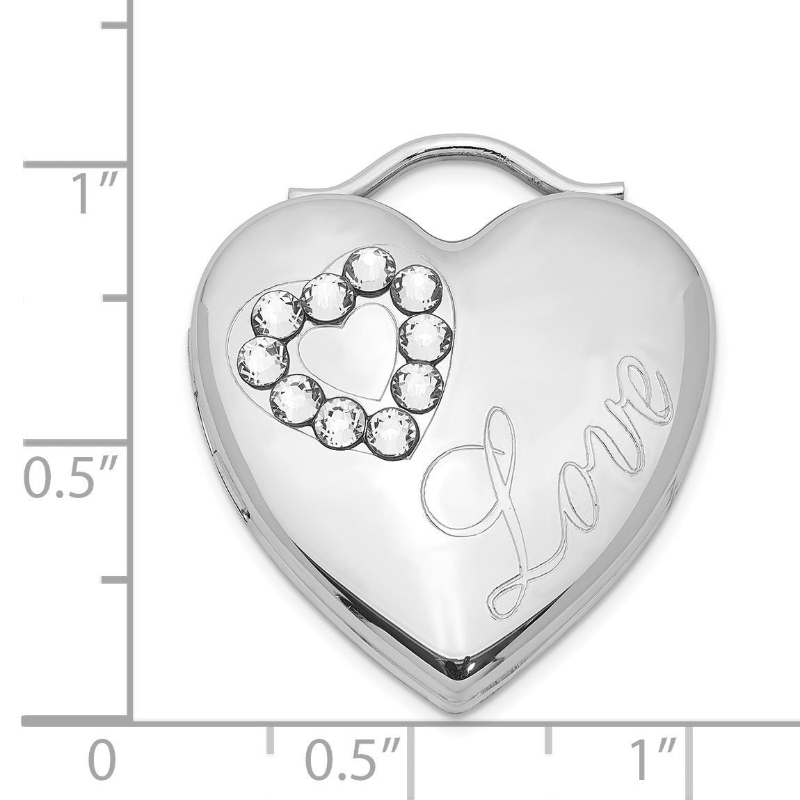 Sterling Silver Rhodium-Plated 24mm Australian Crystal Love Heart Locket