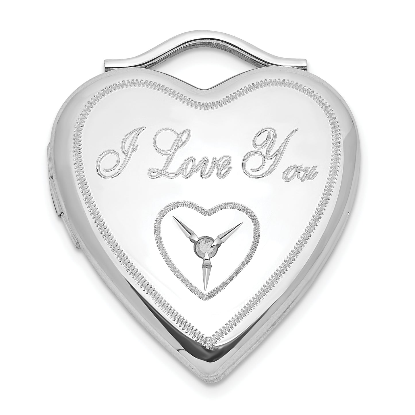 Sterling Silver Polished Diamond I Love You Heart Locket