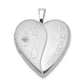 Sterling Silver Rhod-Plated Diamond Satin/Polished In Memory Heart Locket