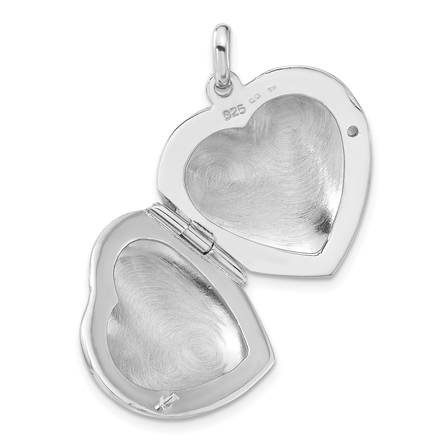 Sterling Silver Rhodium-Plated Polished Sparkle Heart Locket