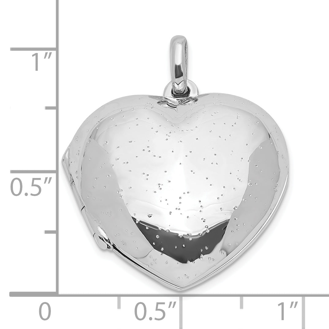 Sterling Silver Rhodium-Plated Polished Sparkle Heart Locket