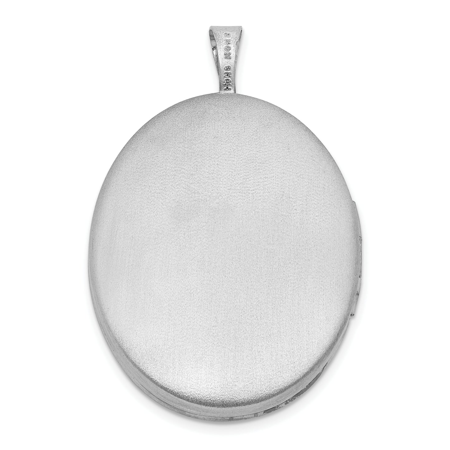 Sterling Silver Satin & Diamond-Cut Chai Symbol Oval Locket