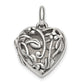 Sterling Silver Antiqued Filigree Top Polished Back 16mm Heart Locket