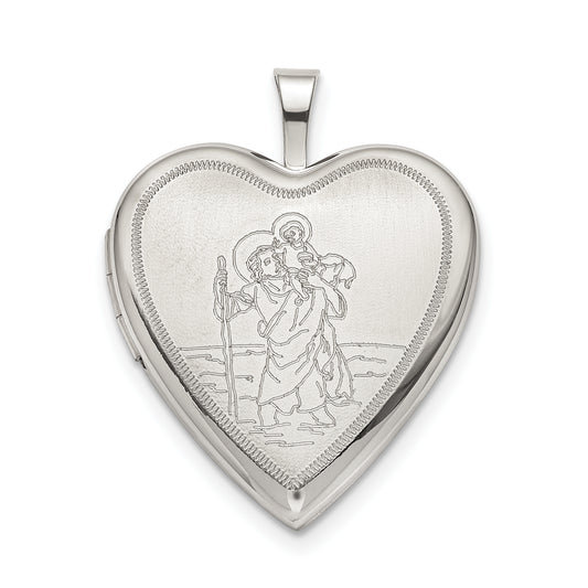 Sterling Silver 20mm St. Christopher Heart Locket