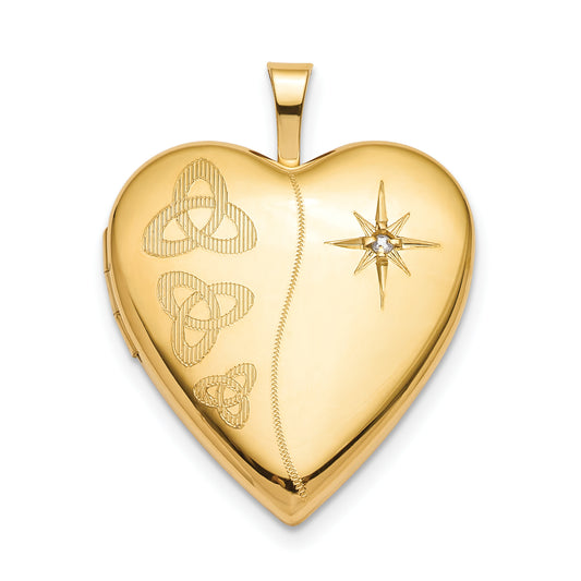 Ss/Gold Plated Sterling Silver Gold-Plated 20mm Diamond Trinity Heart Locket