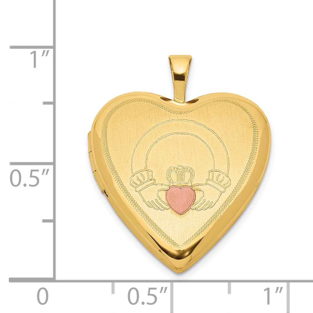 Ss/Gold Plated Sterling Silver Gold-Plated 20mm Claddagh Enameled Heart Locket